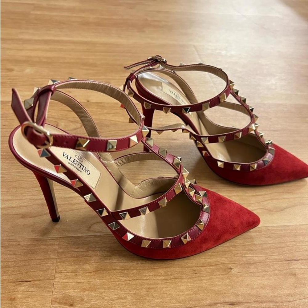 COPY - Valentino rock stud leather heels in red